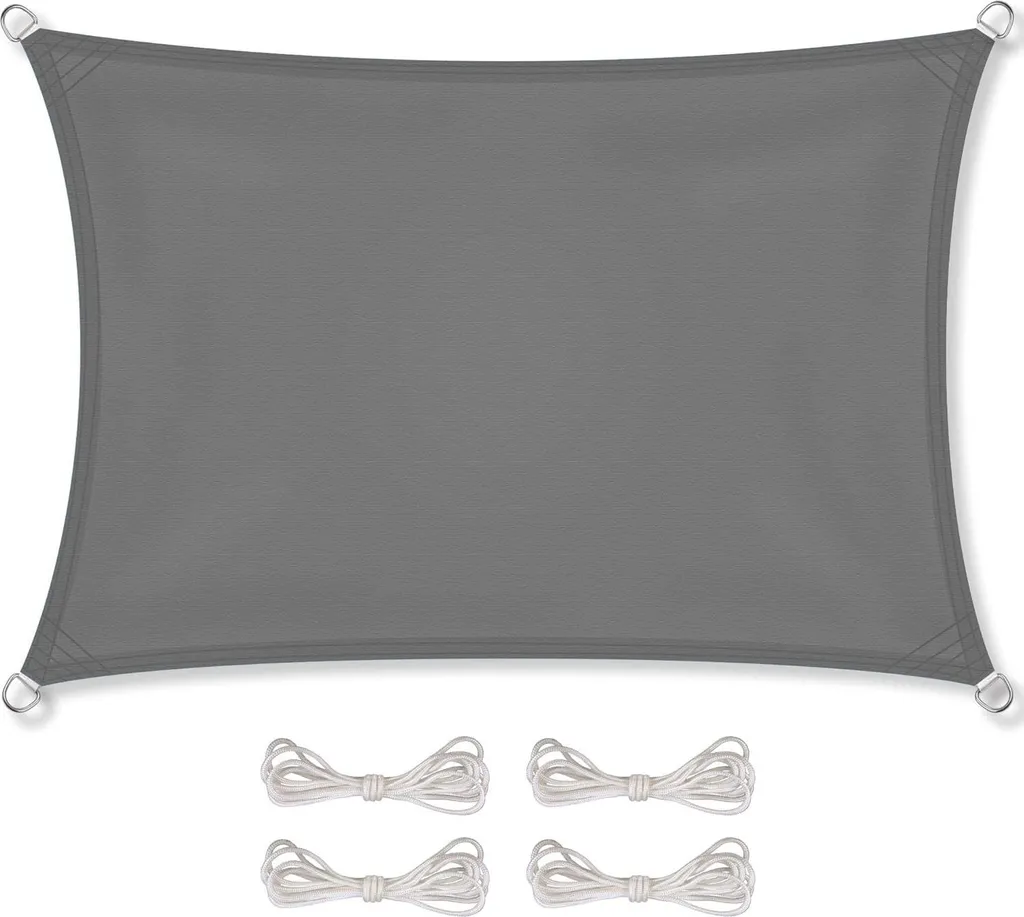 Voile d'ombrage UPF 50+ anthracite 2,5 x 3 m en tissu PES ultra résistant