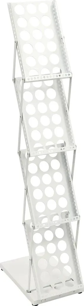 Présentoir de magazines pliable blanc format A4 portable pour salons