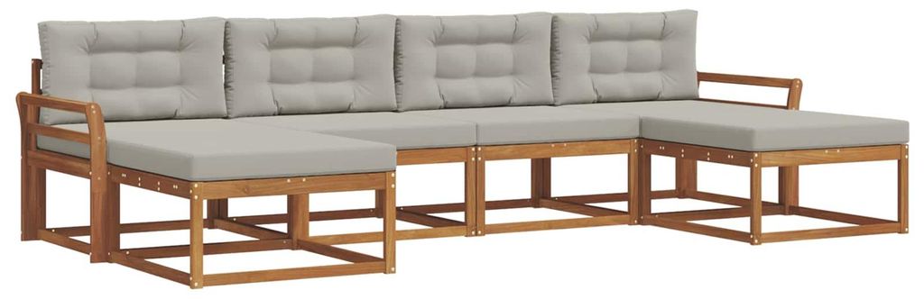 (Robust Möbel)Outdoor-Sofa garnitur moderne - Balkonmöbel/Gartenlounge-Set - robust und langlebig - mit Kissen 6 pcs Natürlich und Hellgrau - Ga...