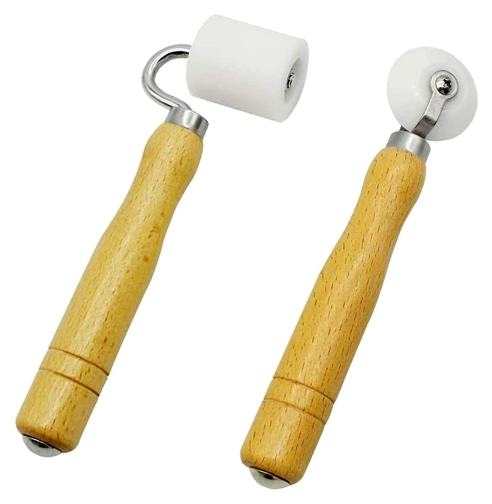 Andrückrolle, 2 Stück Hand Tapete Nahtroller, Andrückwalze für Tapetenkanten, Holzgriff Tapezierwerkzeug