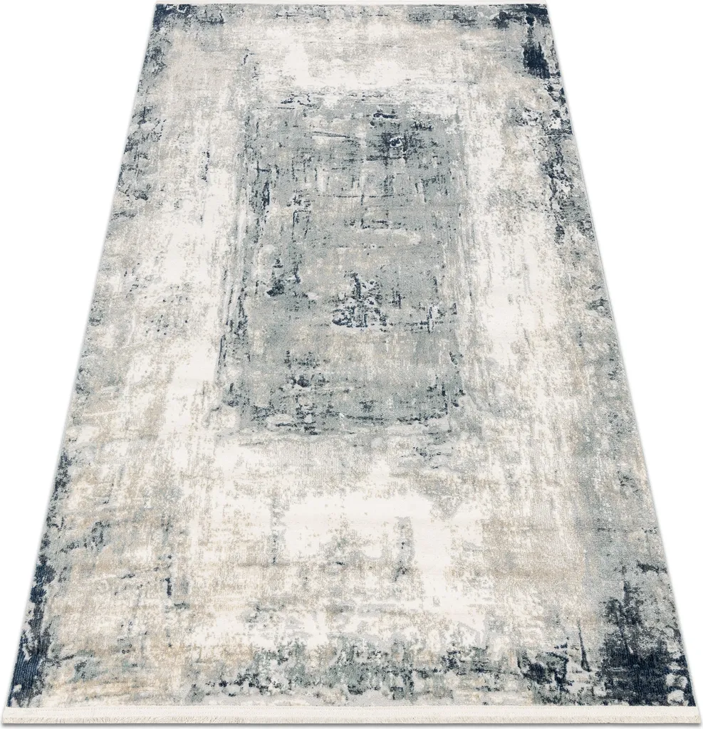 Tapis de salon abstrait 160x230 cm style vintage encadré bleu marine