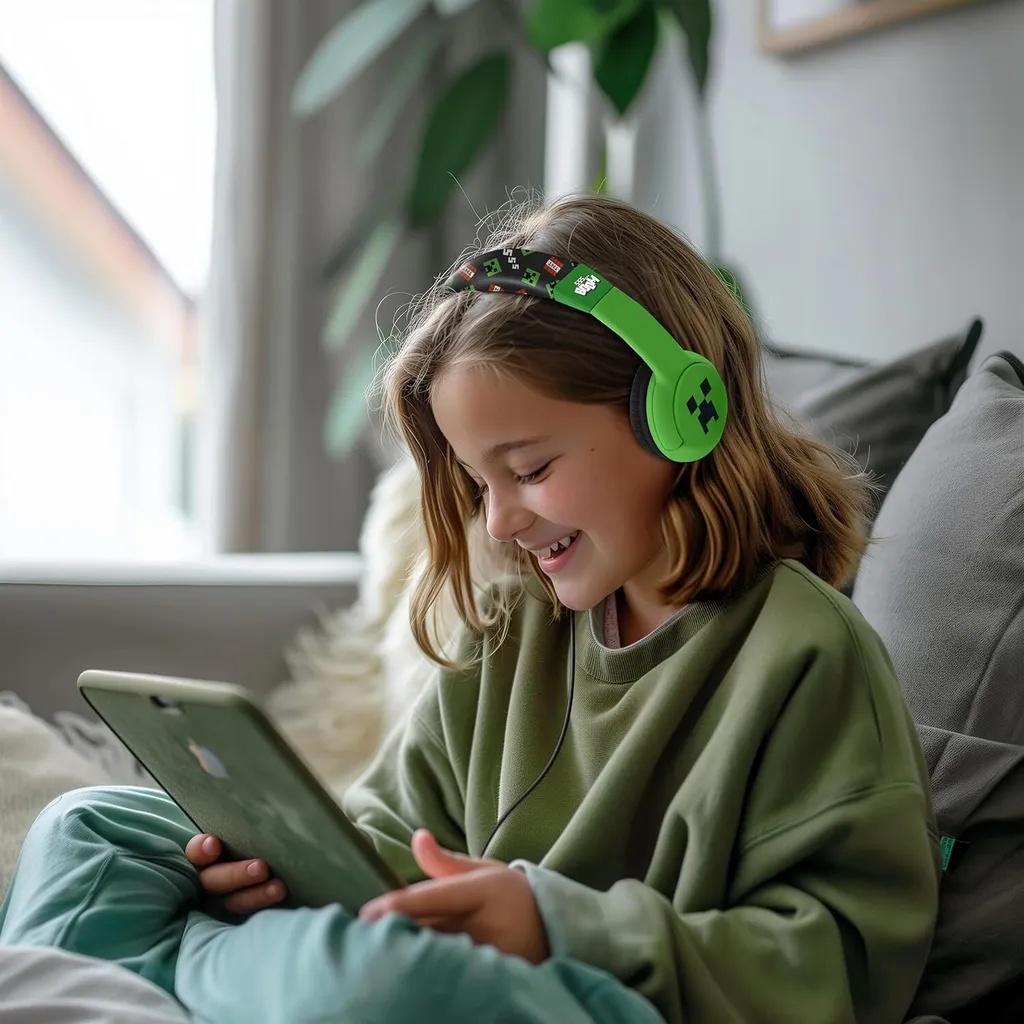 Casque audio enfant Minecraft Creeper supra-auriculaire filaire vert