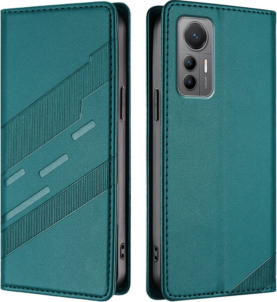 Hülle für Xiaomi 12 Lite, Kunstleder Brieftaschen Handyhülle mit Kartenfach und Standfunktion Grün