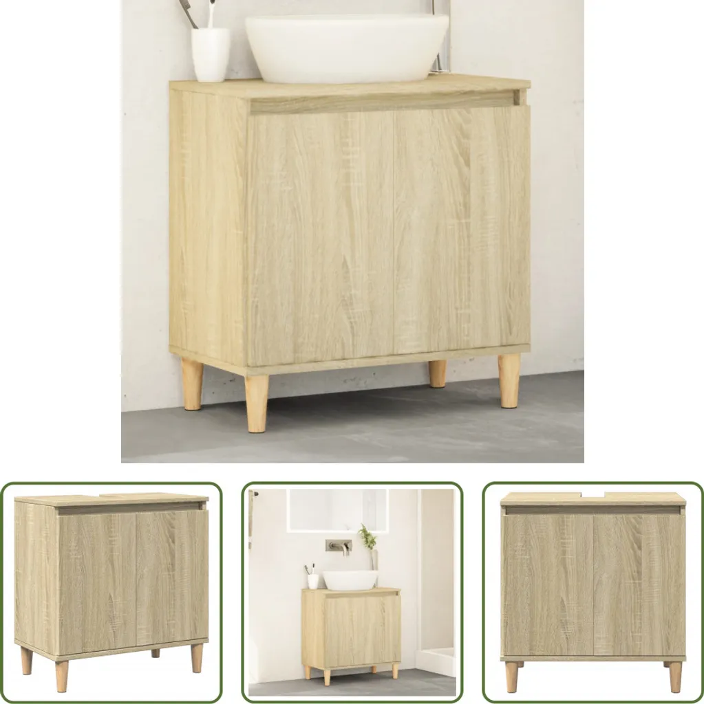 Mobile Bagno Legno Rovere Sonoma 58x33x60 - Calore e Ordine