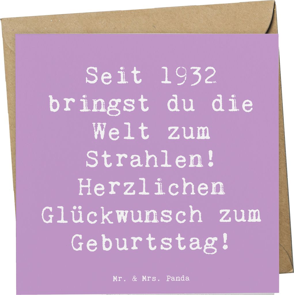Mr. & Mrs. Panda Grußkarte Spruch 1932 Geburtstag Strahlen - Lavendeltraum - Geschenk, doppelkarte, Erinnerungsstücke, einzigartige Geschenke, Kl...