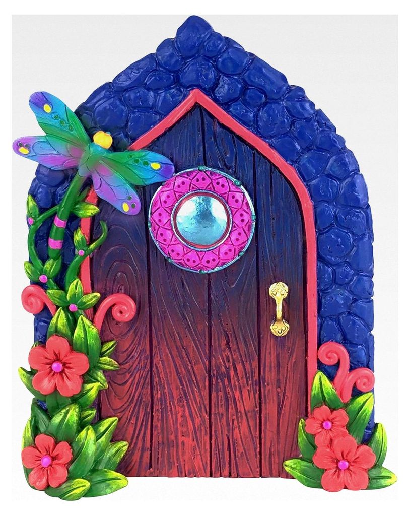 Miniaturfeentür mit Libellenmotiv für Gartenfeen und -zwerge