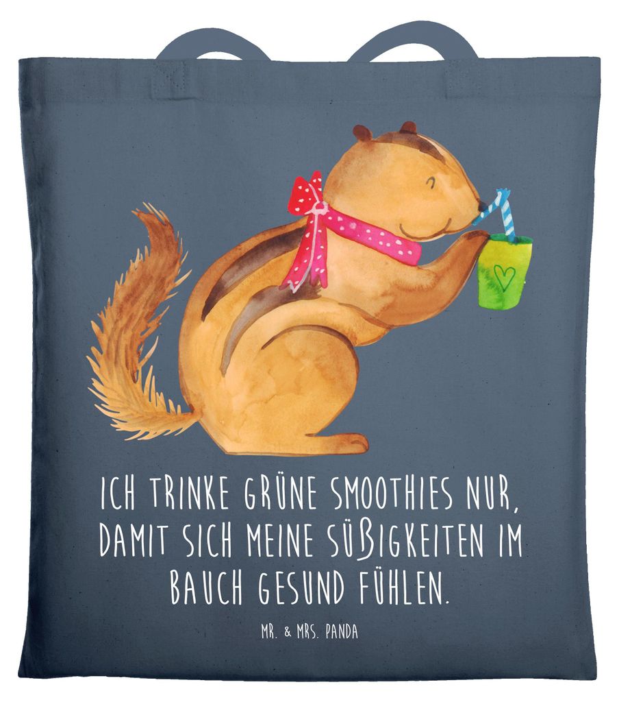 Mr. & Mrs. Panda Tote Bag Eichhörnchen Smoothie - Indigo Blue - Geschenk, Tasche, Lustige Sprüche, Diät, Abnehmen, baumwoll shopper, Shopping, S...