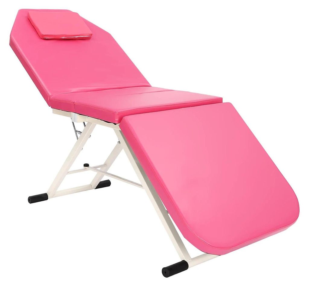 Verstellbare Massageliege - Klappbarer Massagetisch - Rücken- & Beinauflage - Bis 250 kg belastbar - PolyurethanPolster - Rosa