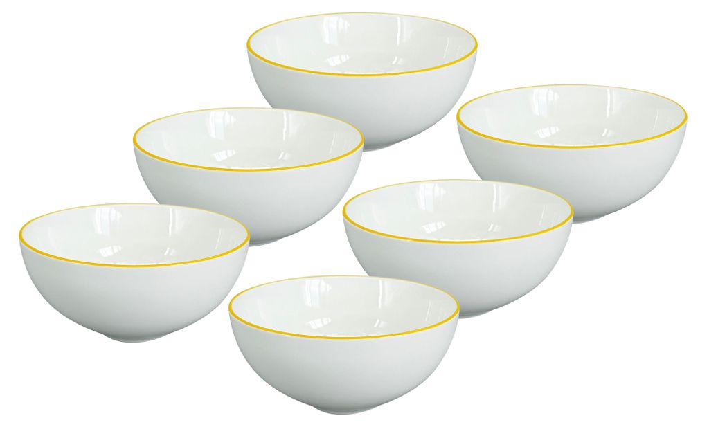 6-teiliges Set - Schale Alba Gelb, 15 cm, gelbe Linie