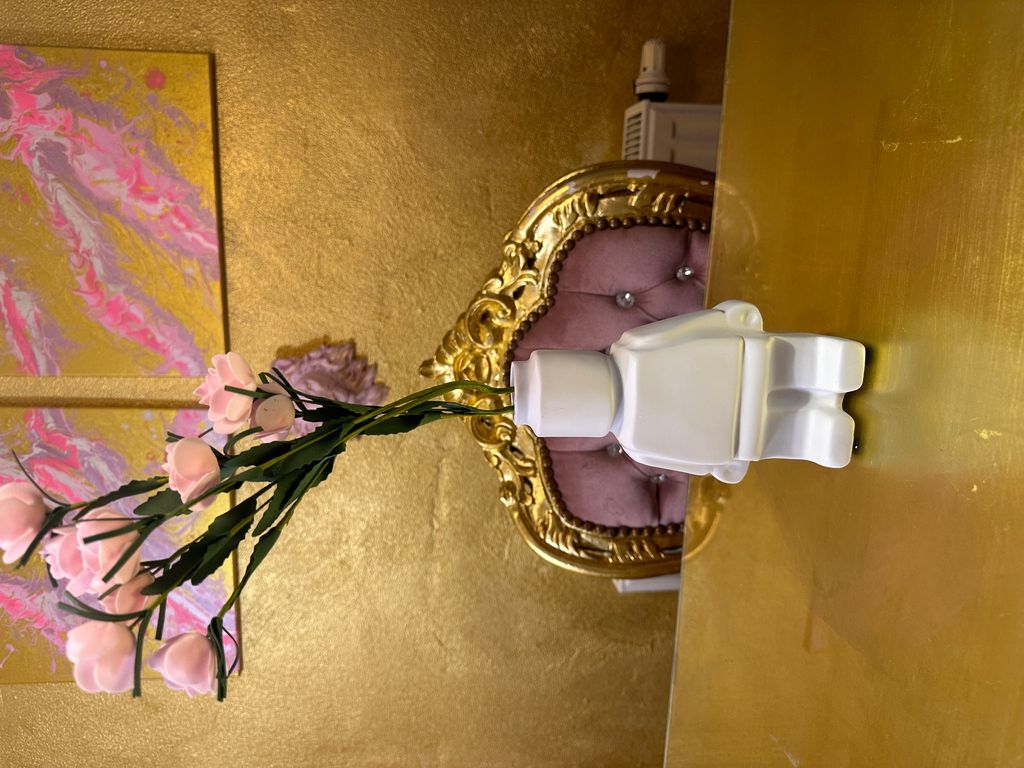 Deko Vase Klemmbausteine Mann weiss 27 cm groß - Kawaii Geschenk