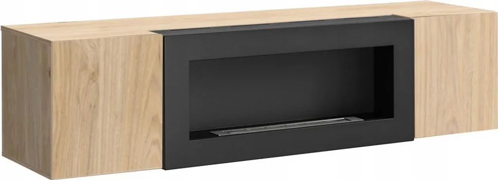 Meuble TV avec bio-cheminée FREYA pour salon sans conduit de fumée