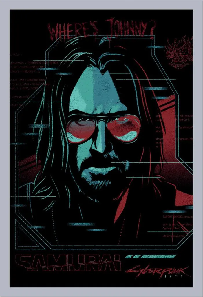 Cyberpunk - Poster - Ghost in the Machine + cornice rimovibile, Shinsuke® Maxi MDF argento, disco acrilico