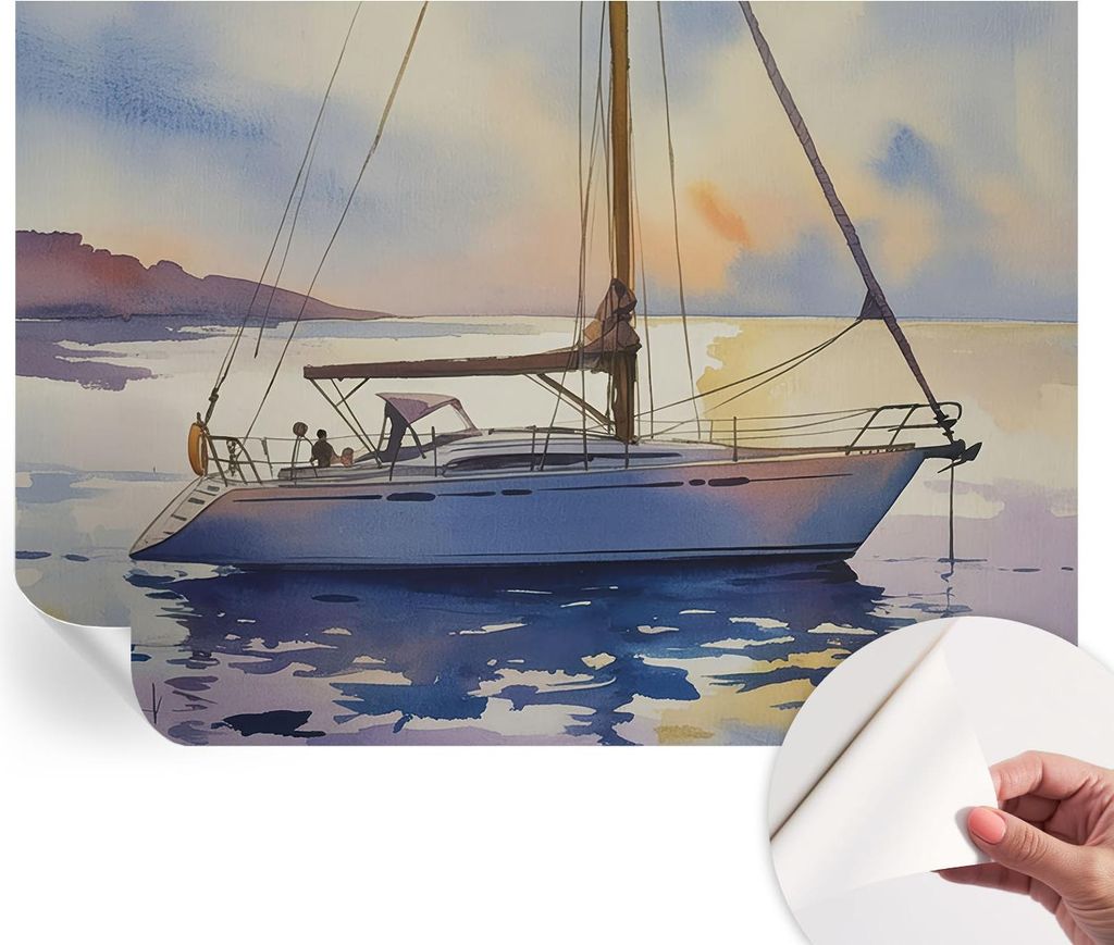 Selbstklebende Wandtapete - Dekorative Tapete für Wohnzimmer - Klebefolie für Wandbilder - Tapetenfolie für Wanddekoration - 312x219 cm - Segelb...