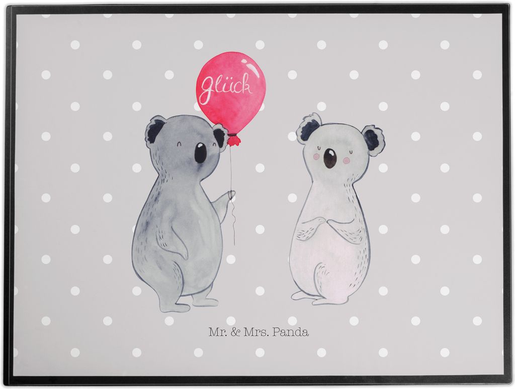 Mr. & Mrs. Panda Schreibunterlage Koala Luftballon - Grau Pastell - Geschenk, Schreibtischauflage, schreibtischunterlagen, schreibtischunterlage, G...