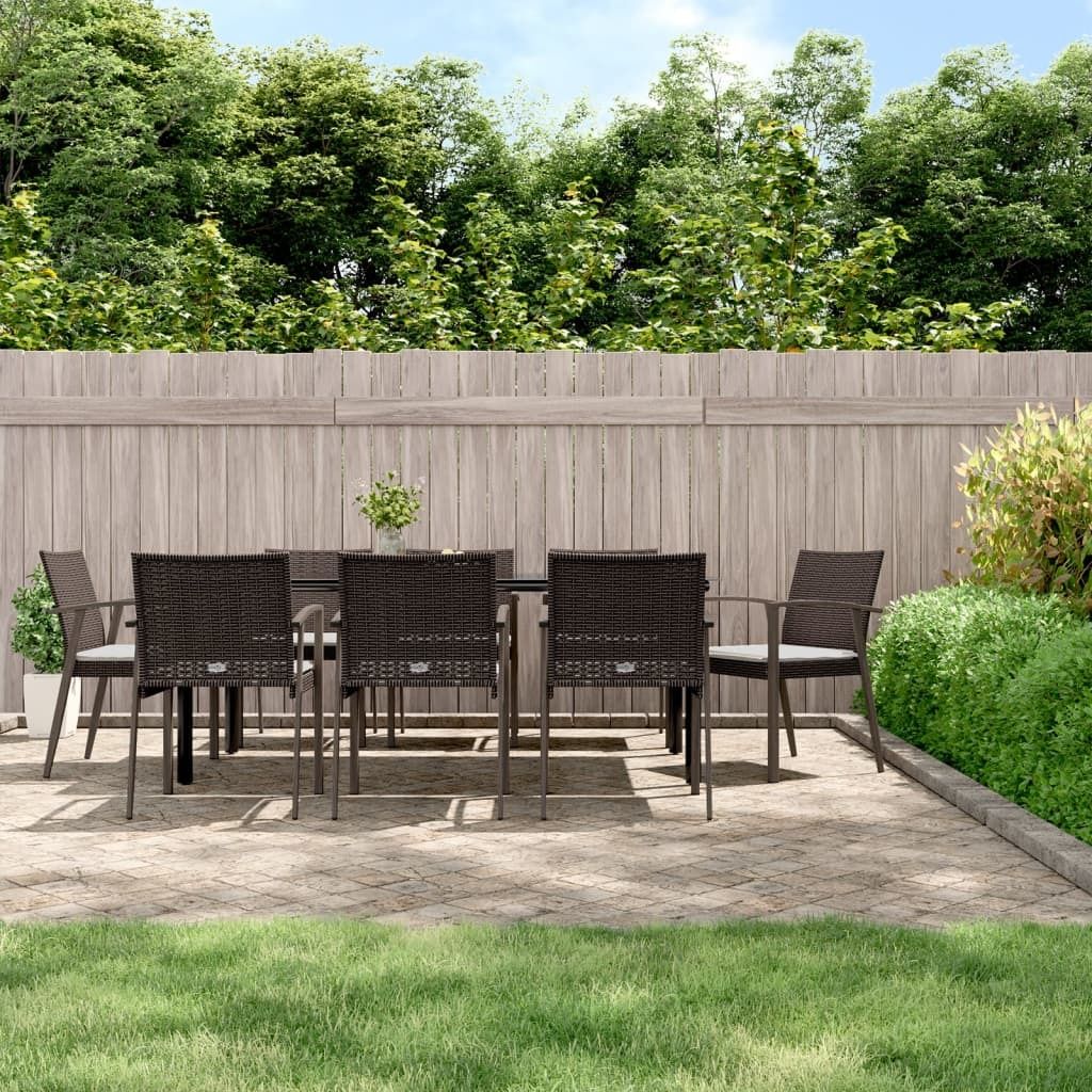 Maison Exclusive - 9-tlg. Garten-Essgruppe mit Kissen Poly Rattan und Stahl