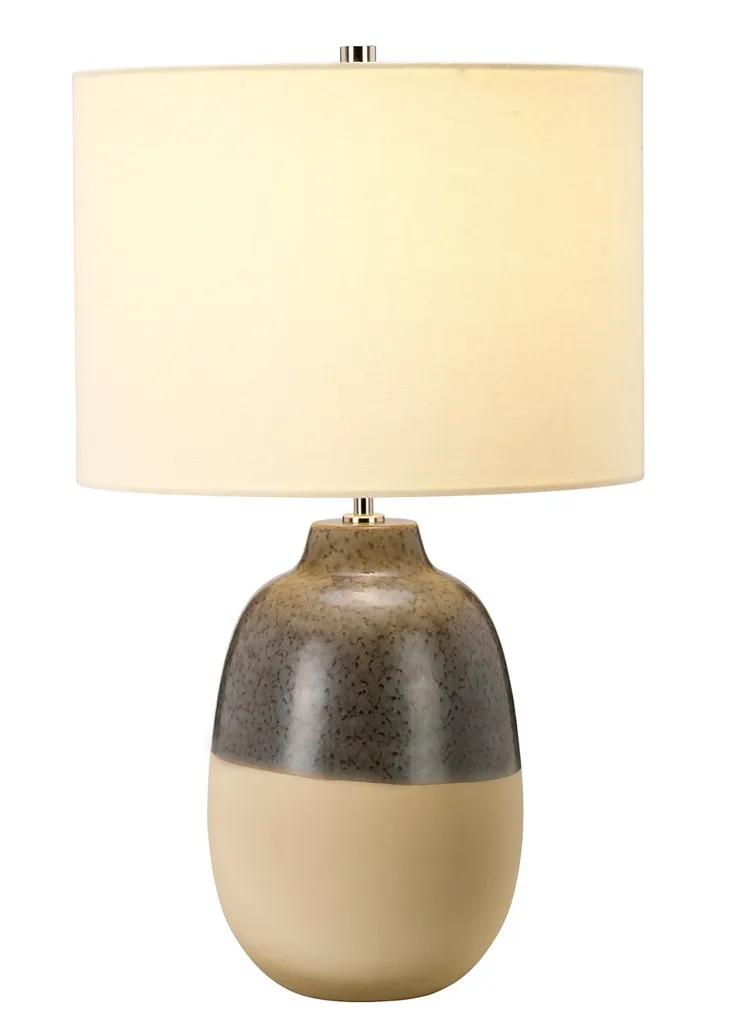Grande lampe à poser en céramique grise et marron Elstead Lighting E27