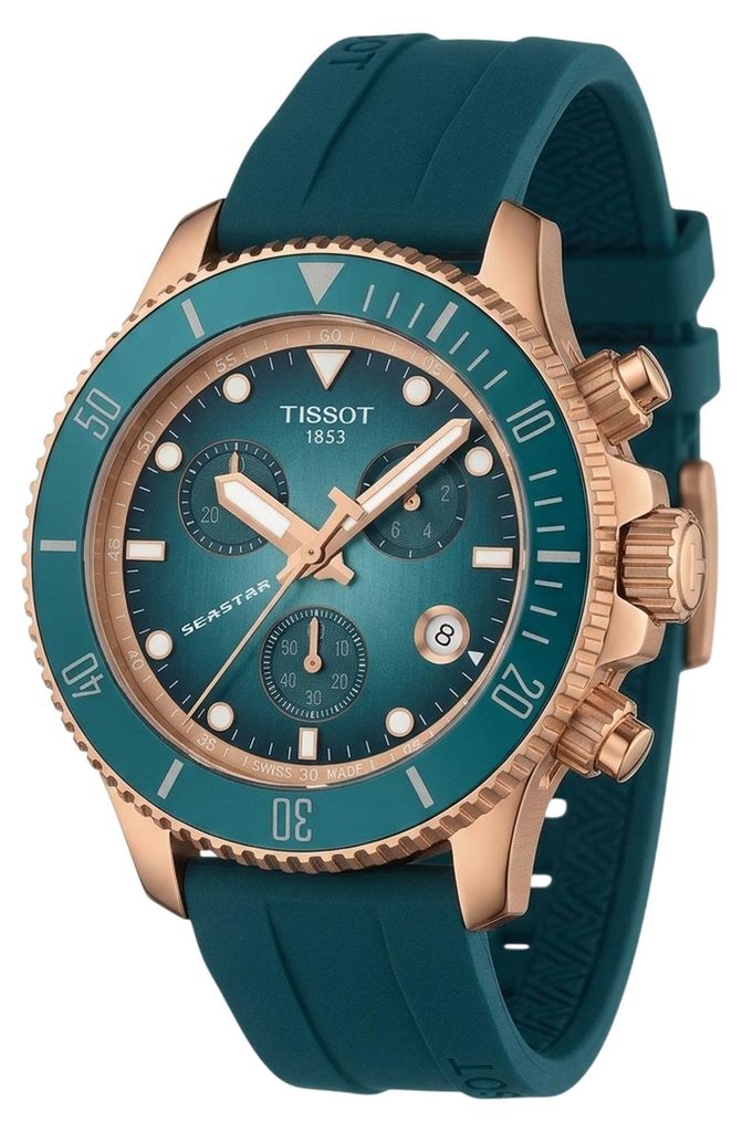 Tissot Seastar 1000 Chronograph, 38 mm, kolor turkusowy, Zdjęcie produktu 