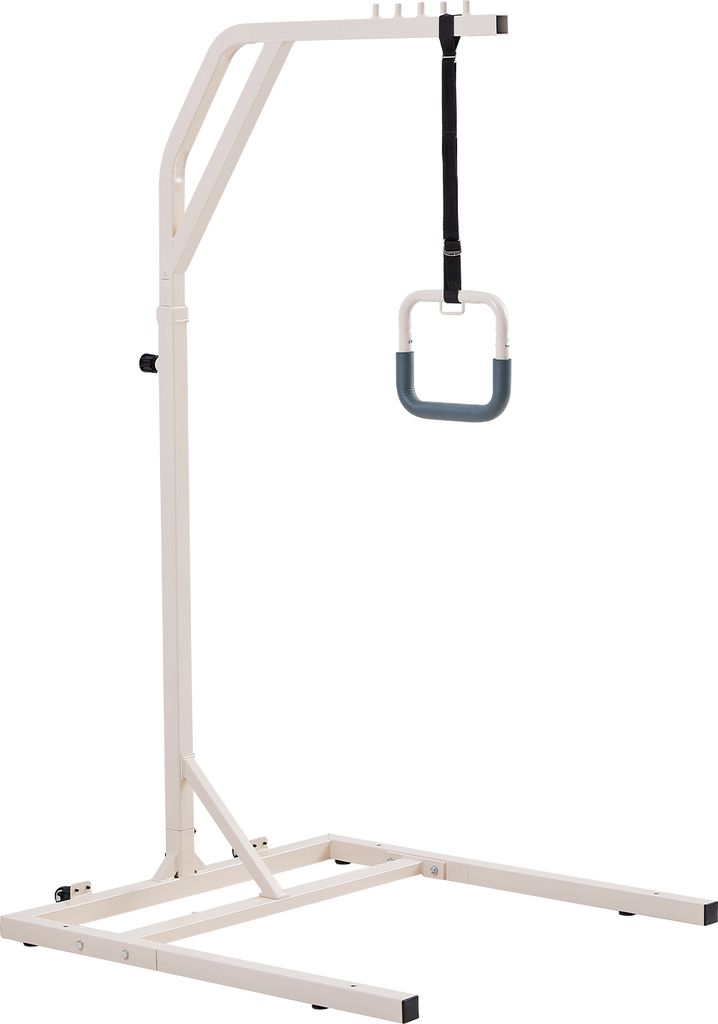 A medical bed assist device with a handle.