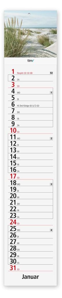 Calendrier mural 2027, format 61 cm, avec des illustrations Image du produit 