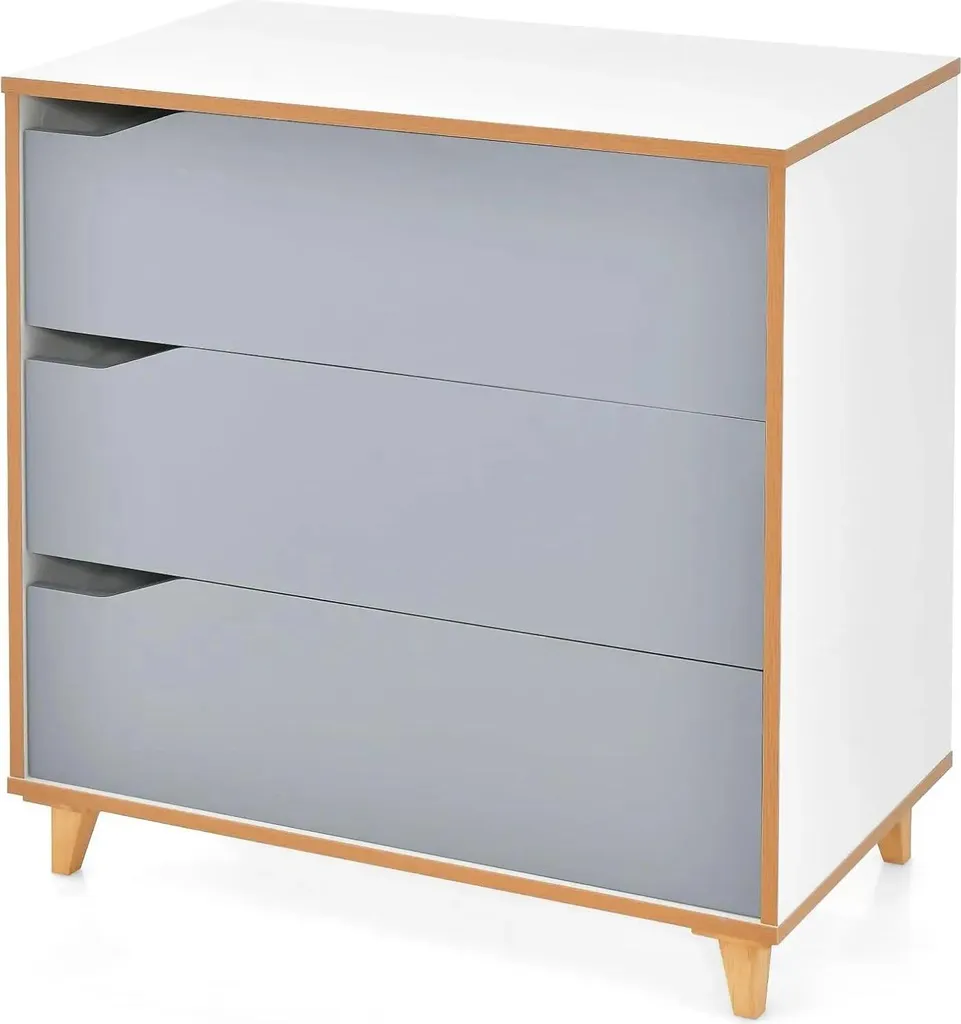 Commode en bois gris 75x42x75 cm avec tiroirs de rangement pour chambre