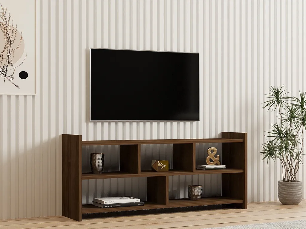 Tavolino TV Skye Decor Pera Noce - Mobile 120x28cm per Soggiorno