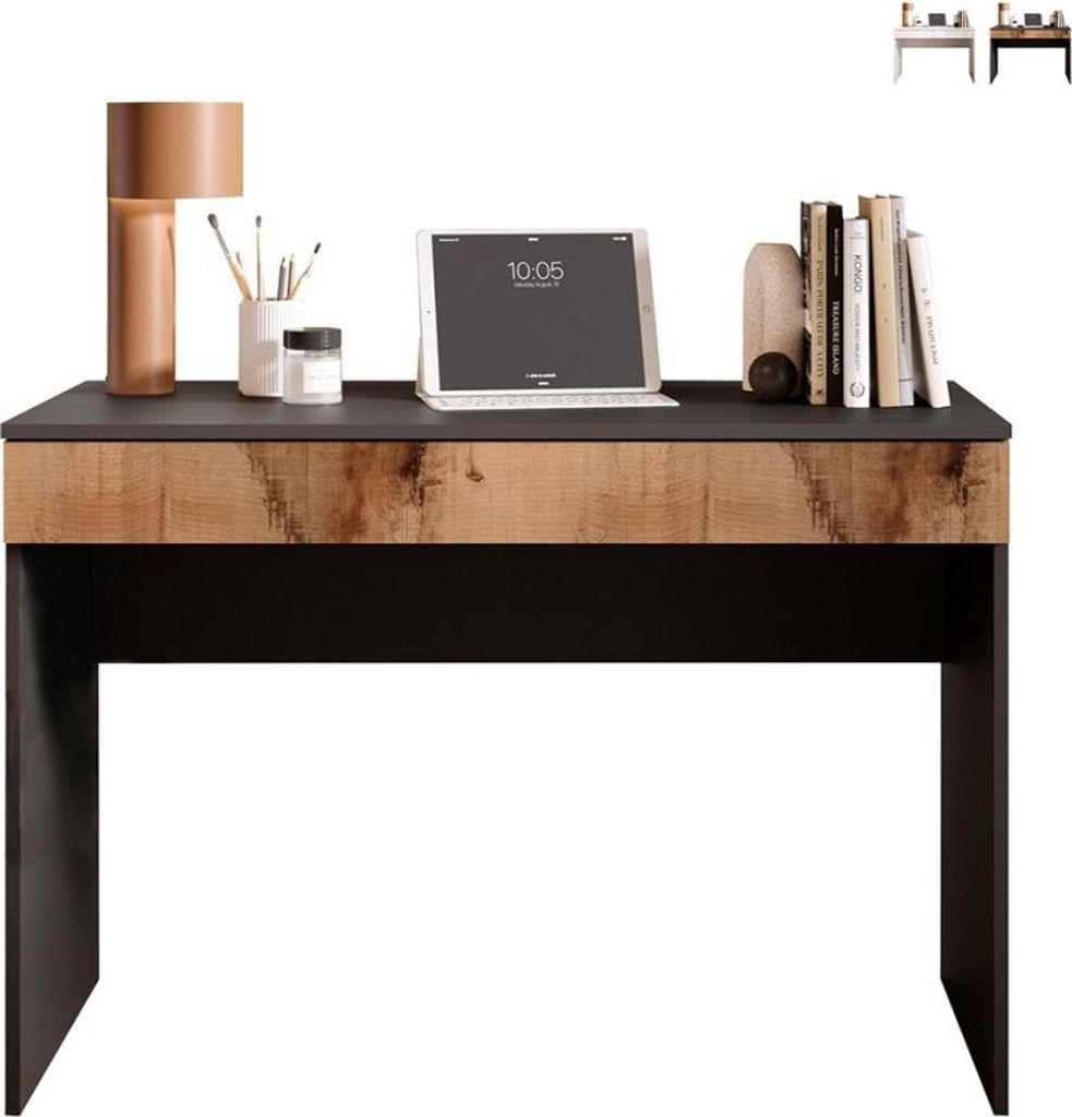Büromöbel moderner platzsparender Schreibtisch mit Schublade 110x50x76cm Liam - Schwarz