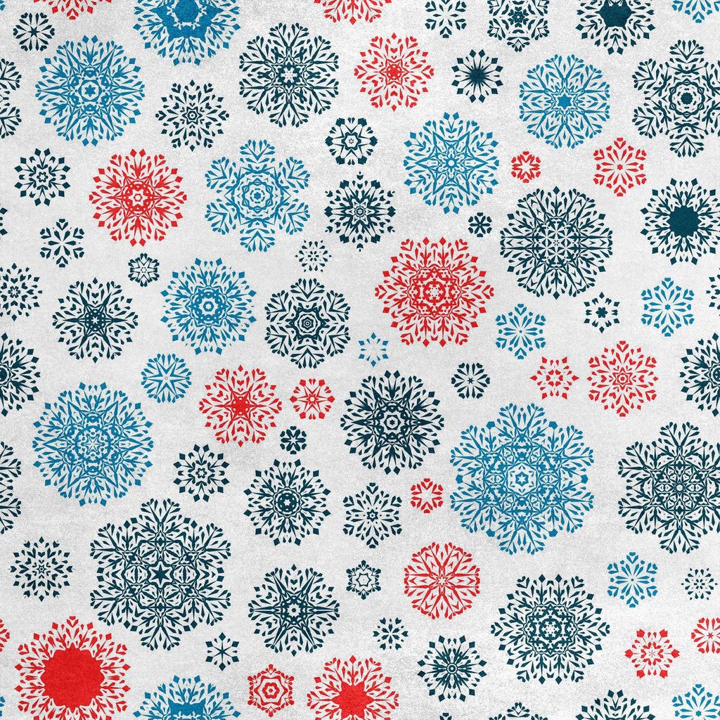 Royal Samt Stoff Polyester Zum Nähen - Motiv rote und blaue Schneeflocken