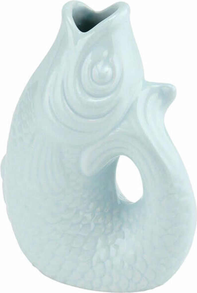 Gift Company Vase Monsieur Carafon XS, Dekovase in Fisch-Form, Steingut, Blue Horizon, 13 cm, 1087402009