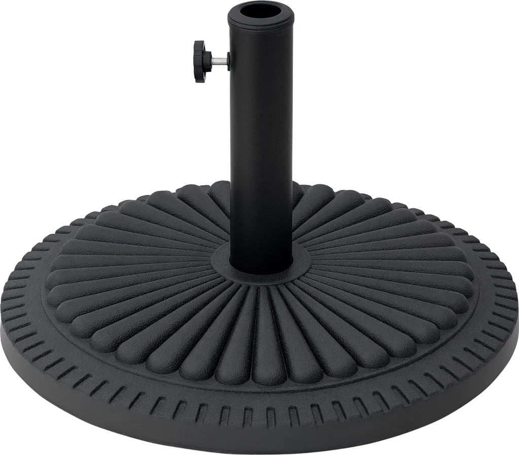 Pied de parasol Outsunny rond en ciment et HDPE noir avec motif rosace