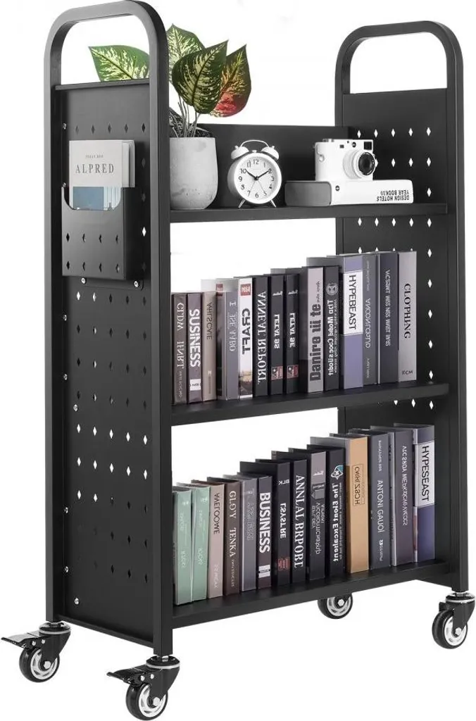 Rayonnage mobile et chariot bibliothèque noir charge lourde de 150 kg