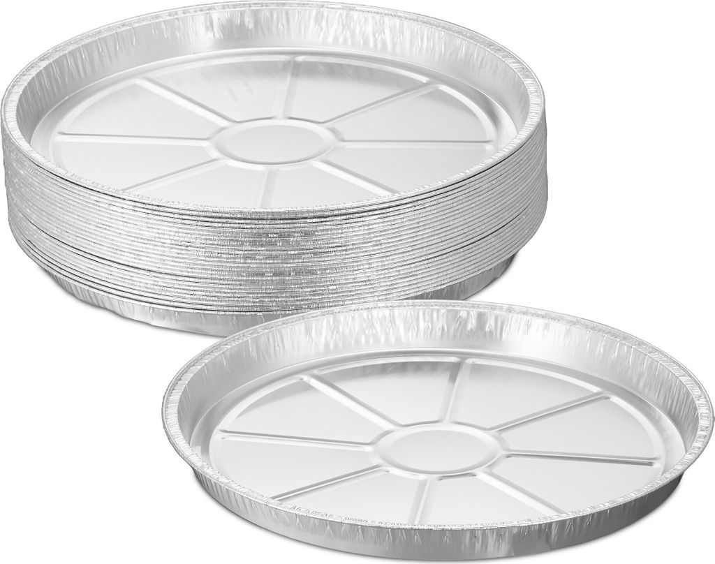 Relaxdays Aluschalen, 25er Set, H x Ø: 3 x 27,5 cm, Backform, Tropfschalen indirektes Grillen, runde Aluformen, silber