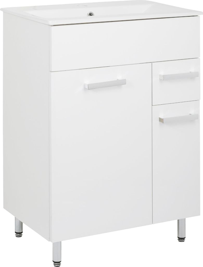 Szafka Łazienkowa z Umywalką Biała 60x40 Stojąca Szuflada Zdjęcie produktu 