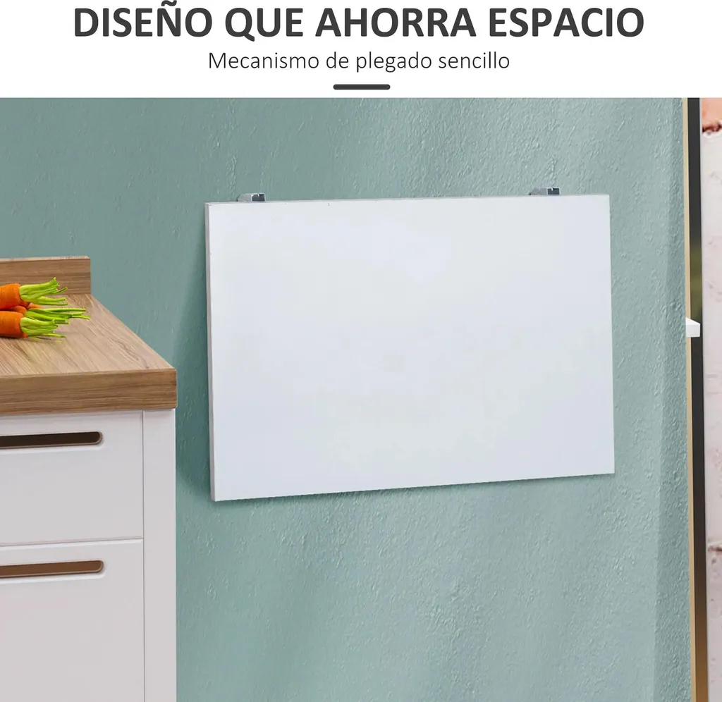 Bureau mural rabattable blanc en bois composite pour petit espace 60cm - 3