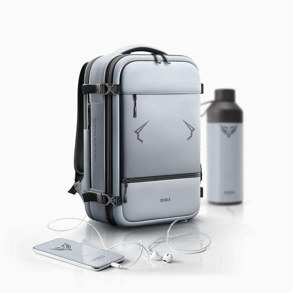 Diablo Chairs Air – Vakuum Rucksack, erweiterbar, diebstahlsicher, 40L, wasserfe Grau