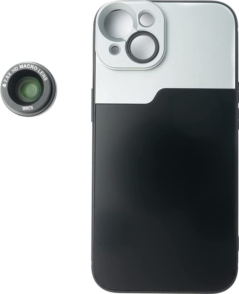 SYSTEM-S Makro Linse 2.8x HD Filter mit Hülle in Schwarz für iPhone 14