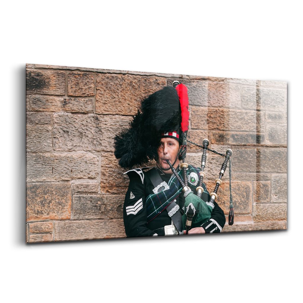 Glasmalerei - dekorative Malerei - moderne Malerei - 140x70 - Musiker spielt den Dudelsack