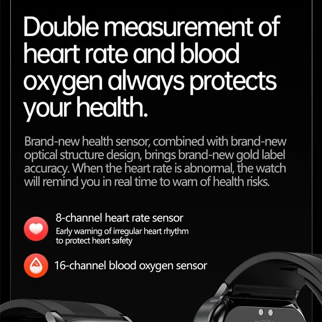 Montre Connectée Santé avec Mesure de Tension et ECG Écran AMOLED Noir - 10