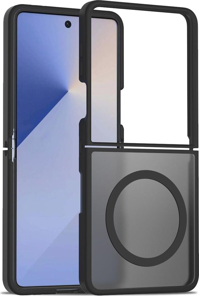 Magnetisch Hülle für Samsung Galaxy Z Flip 7, Kompatibel mit MagSafe, Transluzente Matt Rückseite Stoßfeste Handyhülle Schwarz