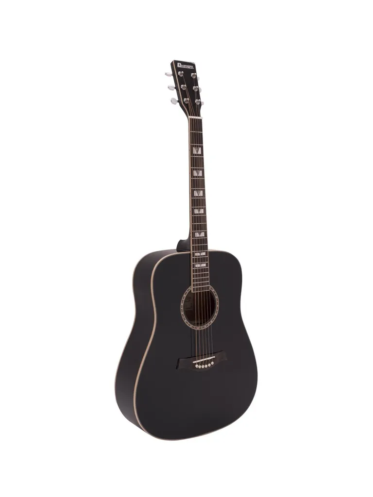Guitare western noire DIMAVERY STW-40 avec finitions chromées et corps robuste