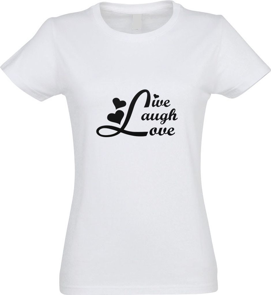 Kiwistar - T-Shirt tailliert - Damen - Weiss - live Laugh Love - mit Motiv Bedruckt - Funshirt Design - Sport - Freizeit - Damen - S