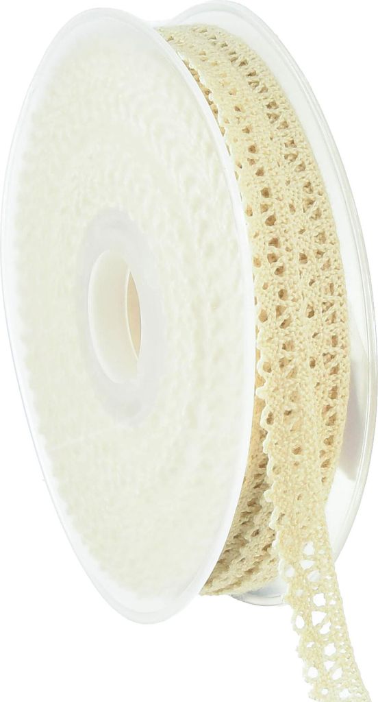 Dekoband Creme Häkelspitze Vintage Stoffband 12mm x 20m Hochzeit DIY