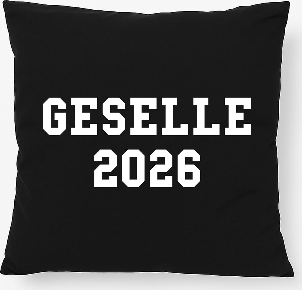 Huuraa Kissen Geselle 2026 Ausbildung 40x40cm mit Füllung Black Baumwolle Dekokissen Geschenkidee