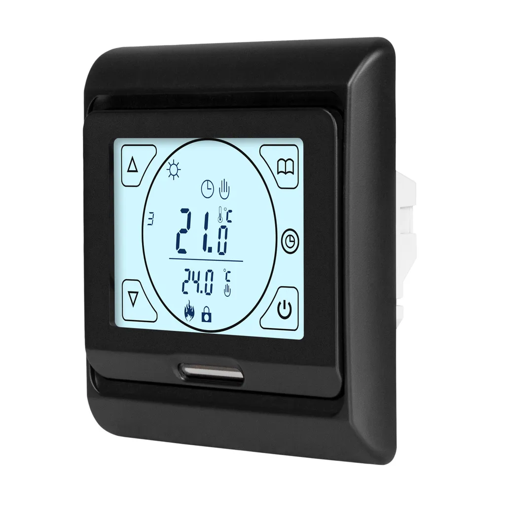 Thermostat programmable noir E91 avec écran LCD et capteur de précision - 12