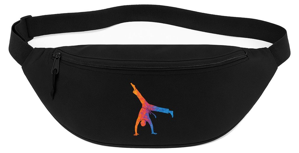 Huuraa Bauchtasche Capoeira bunte Silhouette 2,5 Liter Black Polyester Crossbody Bag Geschenkidee