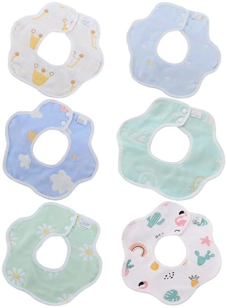 Bavoirs Ultra Absorbants en Coton Doux avec Taille Ajustable - 6 Pcs