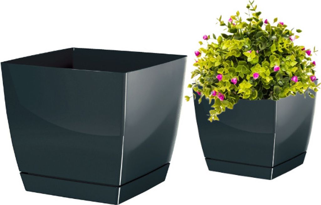 Coubi Štvorcový kvetináč s miskou grafit 12 cm Obrázok produktu 