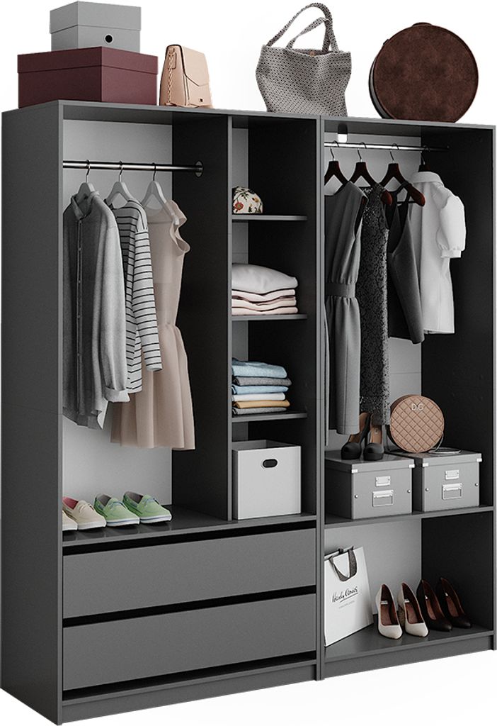 Vicco Kleiderschrank Elmo, 100 x 200 cm 2er Set, Anthrazit Produktbild 7