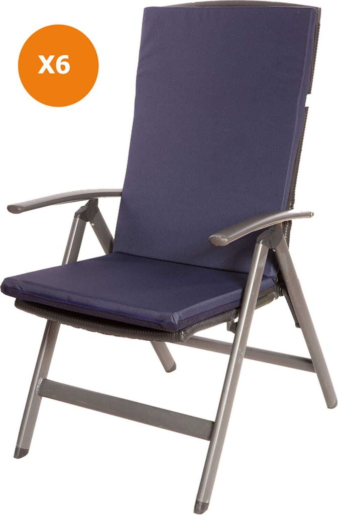Stuhlkissen 6er set | Sitzkissen 110x47x4cm Dunkelblau | sitzkissen gartenmöbel Polsterauflage Auflage für Stühle | stuhlkissen outdoor