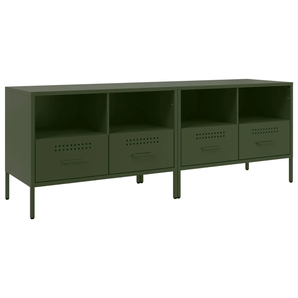 Mobili TV vidaXL 2 pz Acciaio Verde Oliva 68x39x50,5 cm | Offerta Online