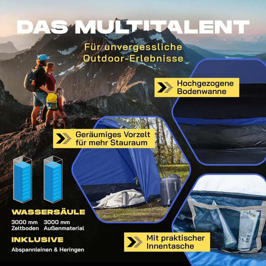 Tente Familiale 4 Personnes Imperméable Format Pop Up Camping et Voyage